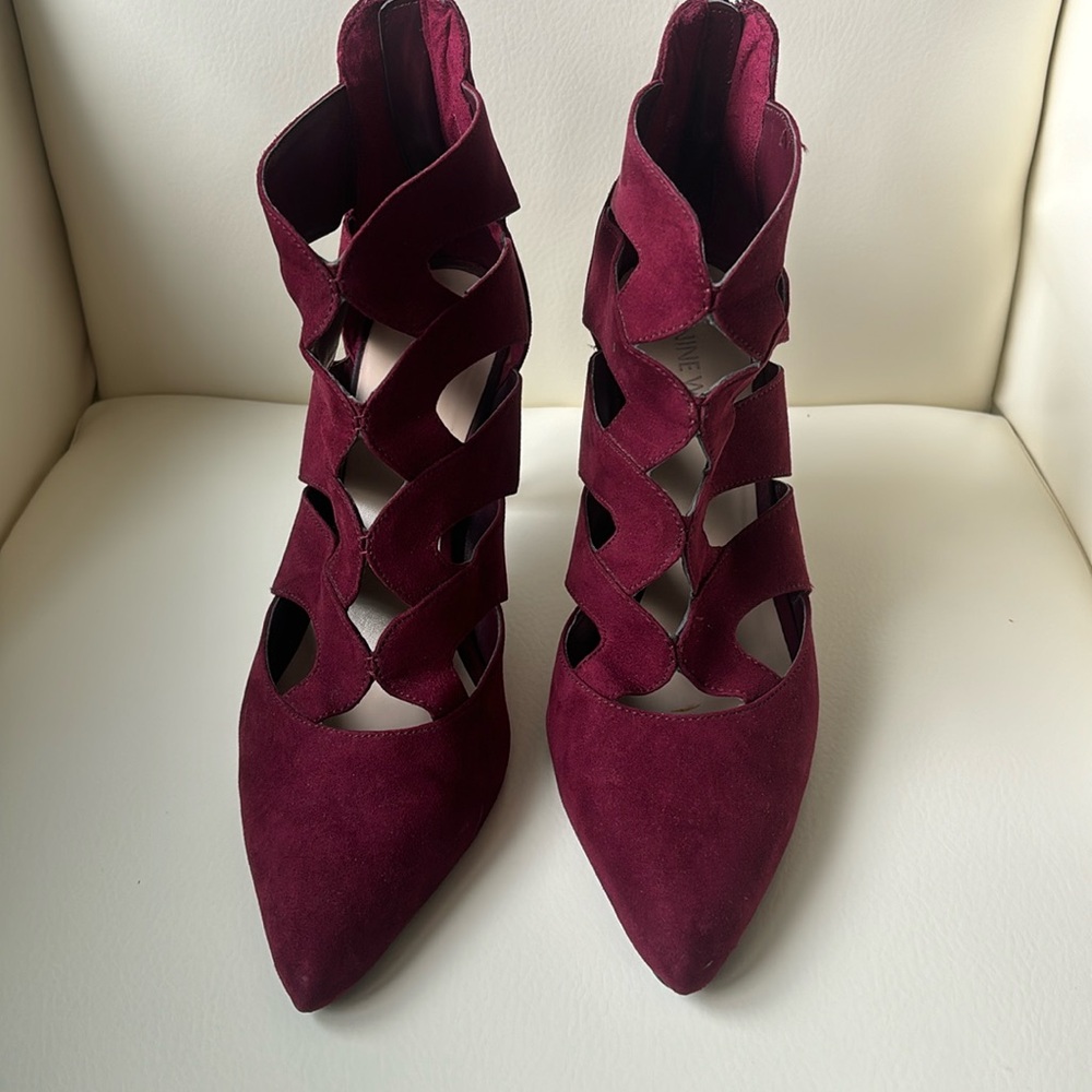 Nine West Bordeaux Open Design Heels with Back Zipper